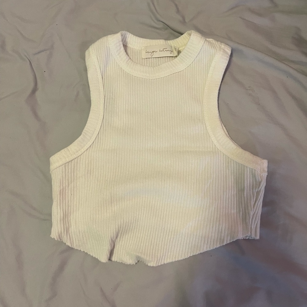 White Ribbed Tank Top